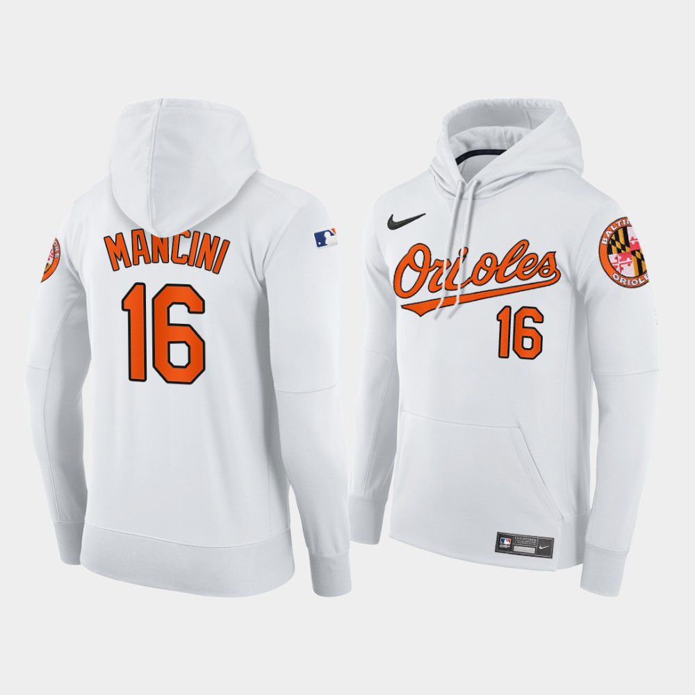 Men Baltimore Orioles #16 Mancini white home hoodie 2021 MLB Nike Jerseys